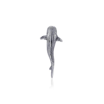 Gentle giants in benign grace ~ Small Whale Shark Silver with Hidden Bail Pendant TPD5198 - Jewelry